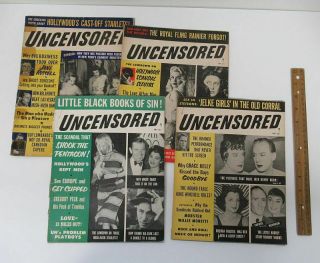 (4) Vintage [1955 - 1956] Uncensored Pulp Magazines Crime Mobsters Risque Yz5402