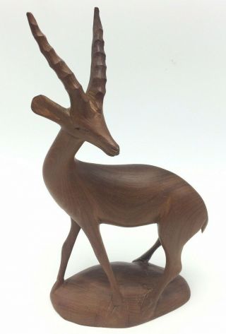 Vintage Hand Carved Wooden Gazelle Deer 10 " Statue Figurine Home Decor