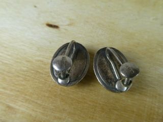Vintage Art Deco Silver and Connemara Marble screw back earrings,  gorgeous 3