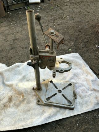 Vintage Adjustable 18 " Tall Drill Stand By Buffalo,  8 1/4 " X 7 " Base; Fast S&h