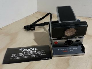 Vtg Polaroid Sx - 70 Land Camera Sonar Onestep Folding Black Instant Film Camera