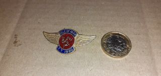 Vintage 1980 Enamel Pin Badge " Isle Man Tt " (wings) Motorcycle Races Iom