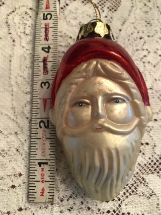 Vintage Old World Santa Claus Christmas Tree Ornament Mercury Glass Double Sided