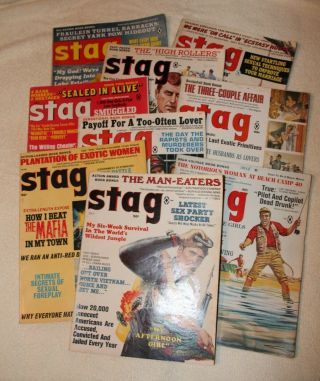 9 Vintage Stag Magazines,  Mens,  Girlie,  Adventure 1967,  68,  69