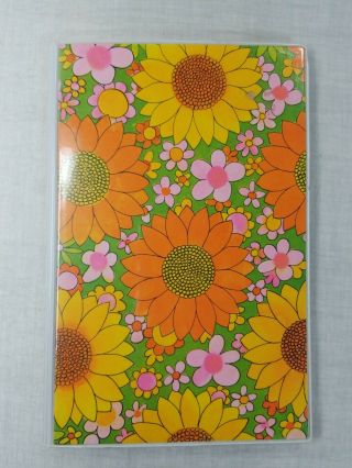 Vtg Flower Sunflower Writing Note Pad Cover Holder Retro Stationary Bright Euc