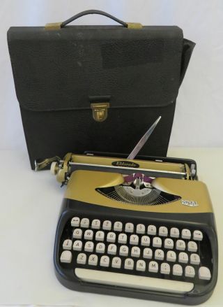 Vintage Royal Eldorado Made In Holland Small Black & Gold Portable Typewriter