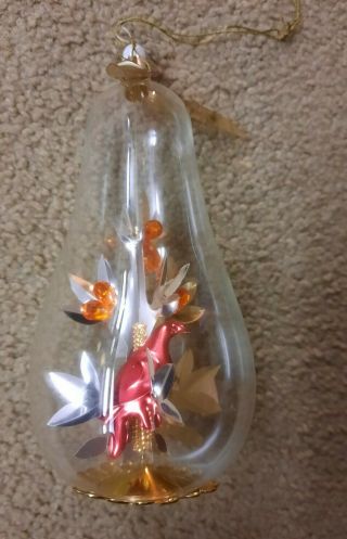Vintage Resl Lenz West Germany Glass Partridge In A Pear Tree Christmas Ornament