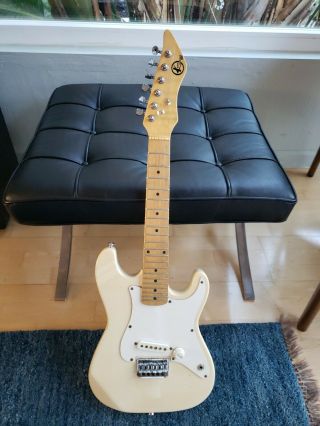 Vtg Kay Mini Stratocaster Guitar Fender White Nomad Pickup Chiquita Travel
