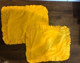 Ralph Lauren Yellow Denim Pillow Shams Ruffled Rl Flag Standard Vintage Set 2