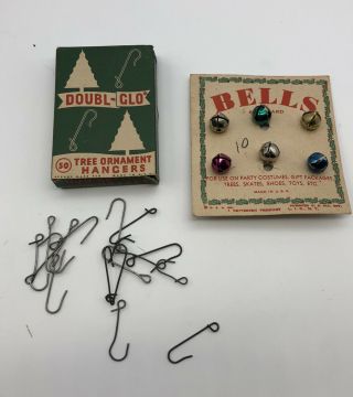 Vintage Christmas Jingle Bells Multi Color & Doubl - Glo Ornament Hangers Usa