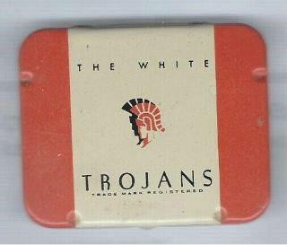 Vintage The White Trojans Condom/rubber Prophylactics Tin