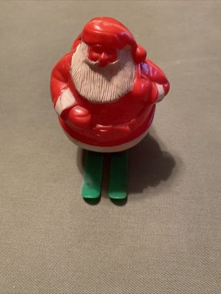 Vintage Plastic Santa On Skies Lollipop Holder