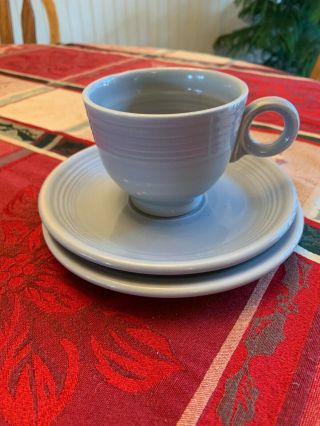 Vintage Fiesta Gray 1950’s Tea Cup,  Saucer,  Bread Butter Plate Fiestaware