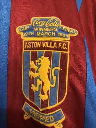 Vintage Aston Villa 1993/1995 season Home shirt - Coca Cola Cup winners - Large 3