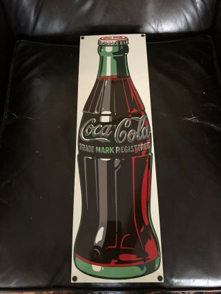 Vintage Ande Rooney Porcelain Coca Cola Sign Bottle 1989 Soda Coke Pop Bar Metal