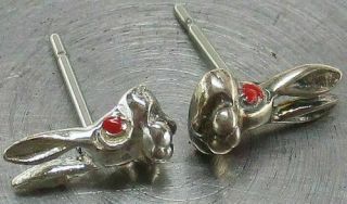 Vintage 925 Sterling Silver Southwestern Bunny Rabbit Designer Stud Earrings