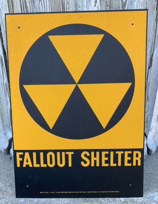 Authentic Vintage Fallout Shelter Sign Us Gov Issue14 X 10 Small