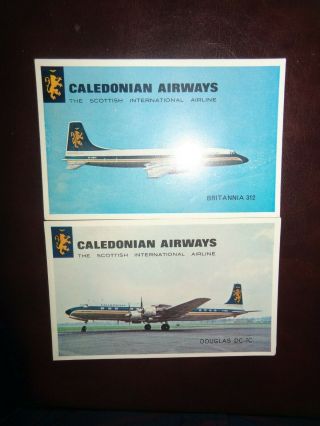 Caledonian Airways Postcards X 2.  Douglas Dc - 7c & Britannia 312