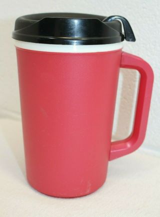 Vintage 20 Oz Aladdin Insulated Travel Coffee Cup Mug Red W/ Black Lid