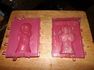 6 " Vtg 2 Piece 3d Snap - It Plastic Holiday Angel Candle Mold