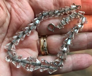 Gorgeous Vintage Glass Or Crystal Bead On A Sterling Silver Chain Bracelet