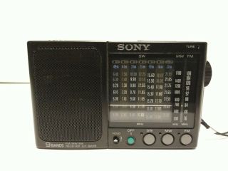 Vintage Sony Icf - Sw20 Am/fm/sw Portable Receiver With Protective Cover.  Japan