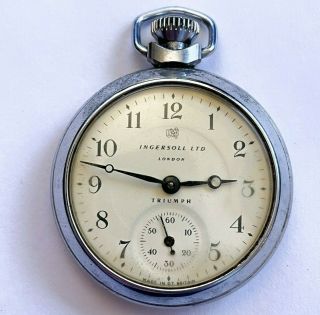 Vintage Ingersoll Ltd Triumph Wind Up Mechanical Pocket Watch Timepiece (repairs