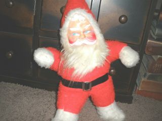 Rushton? Santa Claus Blue Eyes Vintage Rubber Face Stuffed Doll Christmas 19 "