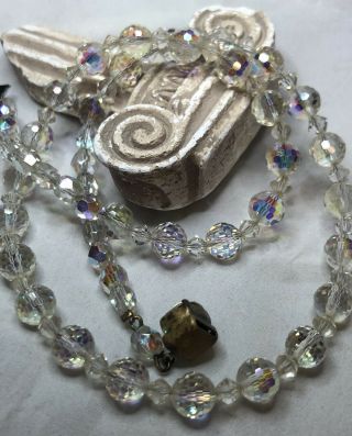 Vintage Jewellery Art Deco Sparkling Faceted Glass Crystal Bead Necklace