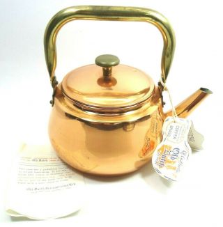 Vintage 1970s Old Dutch International Ltd Copper Brass Tea Kettle Made In Taiwan