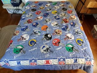 Vintage 1995 Nfl Football Teams Twin Size Bed Comforter Blanket 72 " X 82 "