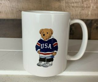 Vintage Ralph Lauren Usa Hockey Bear Mug 1997