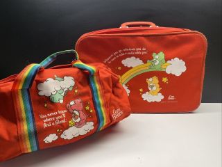 Vintage 1983 Care Bears Red American Greetings Luggage Suitcase And Duffle