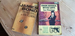 Vintage James Bond Books X 2 Thunderball & From Russia With Love Pan