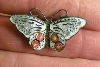 Hroar Prydz Vintage Norway 925s Sterling Silver Guilloche Butterfly Pin Brooch