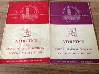 2 X Vintage 1948 Olympiad Xivth London Olympic Games Athletics Programmes