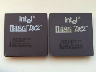 Intel 486dx2 - 66 Black Bottom,  A80486dx2 - 66 Sx955 Sx911 Vintage Cpu,  Gold,