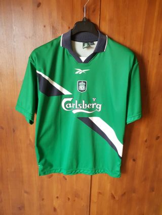Vintage Liverpool Fc Away Football Shirt Top Reebok Green 99 - 00 M - L - Vgc