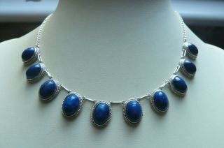 Vintage Lapis Lazuli And Silver Necklace