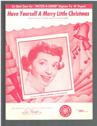 Have Yourself A Merry Little Christmas 1958 Gisele Mackenzie Vintage Sheet Music