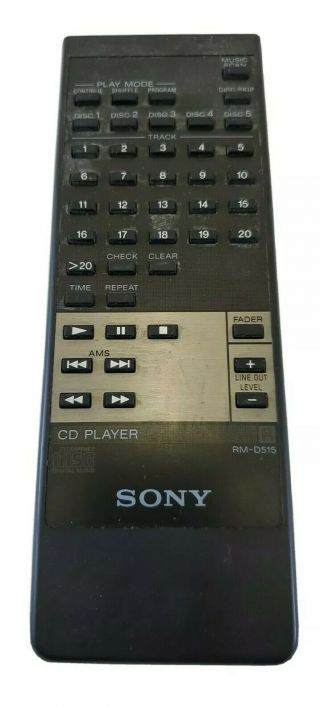 Sony Cd Player Remote Rm - D515 Vintage Sony Remote Controller &