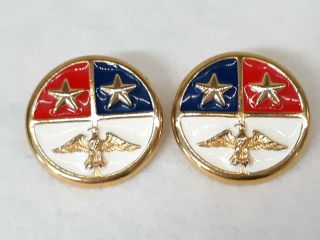 Vintage Metal Enamel Earrings Red White Blue Gold Eagle Stars American Patriot