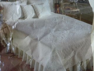 Vintage Arch Heirloom Quilt White Battenburg Lace On White King Size