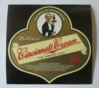 Vintage Canada Beer Label Carling Okeefe Breweries Cincinnati Cream