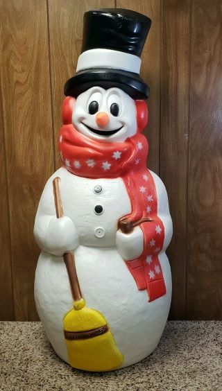 Vintage Empire Frosty Snowman Christmas Blow Mold 42 " Carrot Nose Plastic