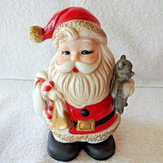 Vintage Homco Santa Claus Bank Ceramic Hand Painted Christmas 6.  5 "