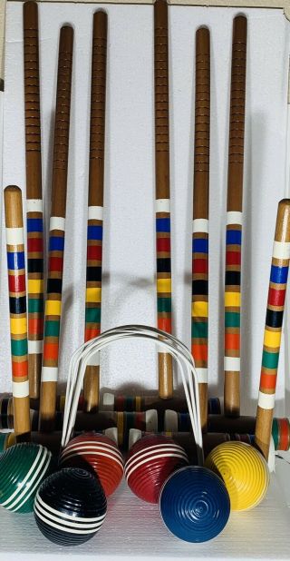 Vintage 6 Player Forster Croquet Set With Carrying Bag