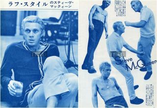 Steve Mcqueen 1968 Vintage Japan Picture Clippings 2 - Sheets (3pgs) Li/y
