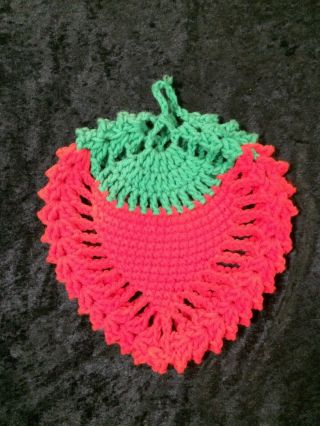 Vintage Handmade Crocheted Strawberry Trivet/pot Holder