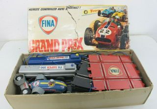 Vintage Fina Gasoline Grand Prix Remote Control Slot Car Race Track Toy W/ Box